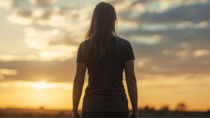 A person standing quietly at dawn, representing seeking God and waiting with hope.