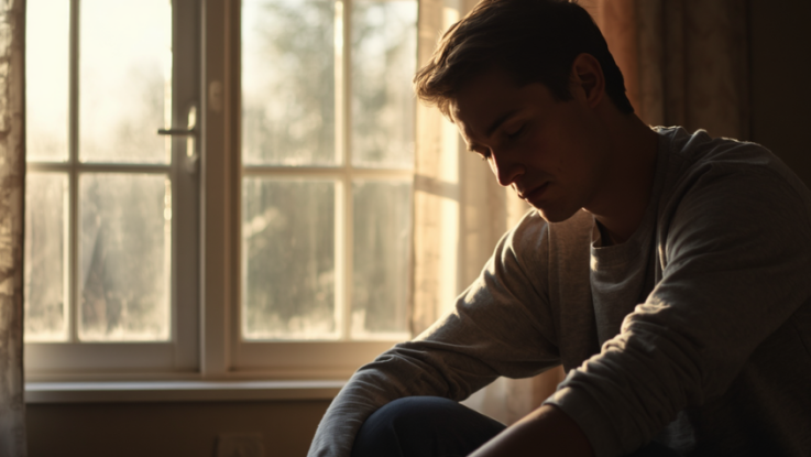 Person sitting quietly in morning light reflecting during an emotionally difficult season
